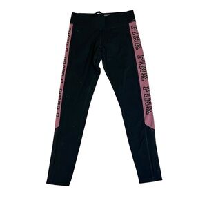 Victoria's Secret Black and Pink Leggings Sz M